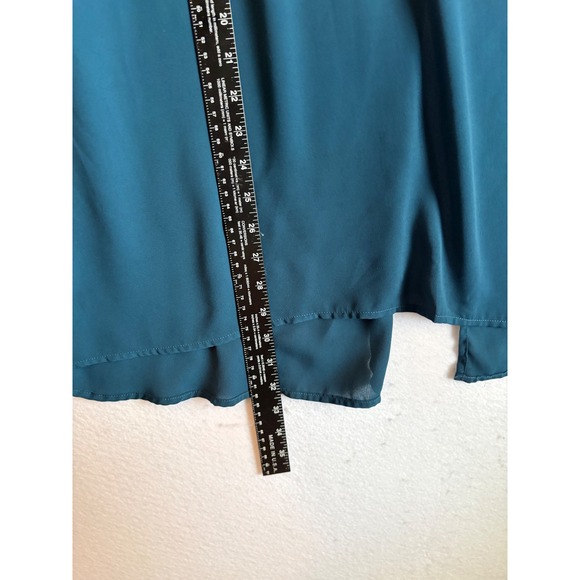 Torrid 4 Teal Lace Yoke Split Back Blouse Top Plus Size 4x 26 - Picture 5 of 6